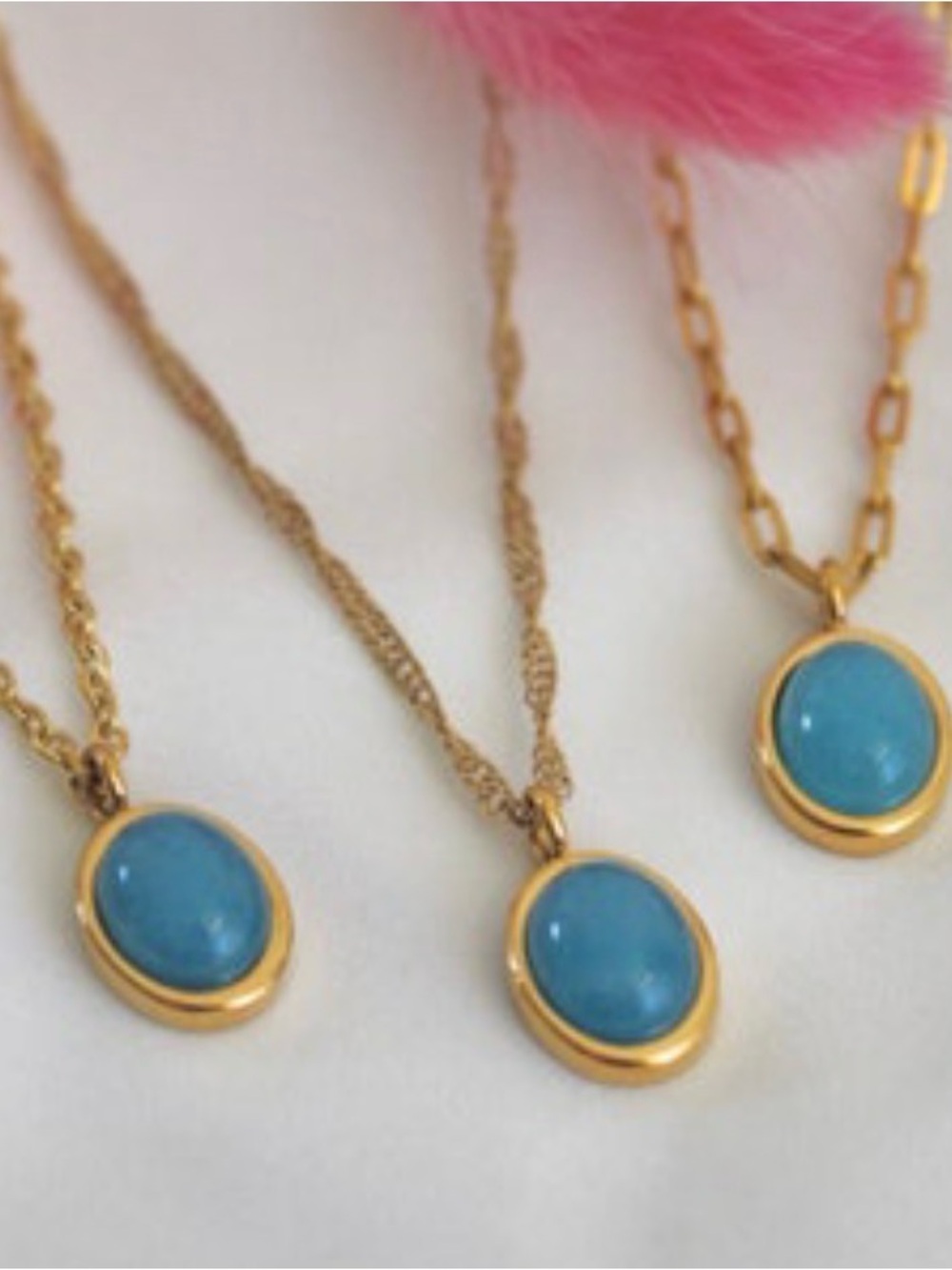 18K Gold Filled Aquamarine Pendant Necklace - Blue